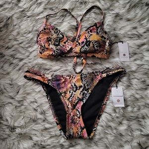 Shade & Shore Pink Snake Skin Bikini S/M